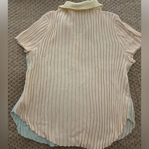 Frayed Pastel Short Sleeve Ribbed Polo Top Size Medium in great condition - Picture 3 of 9